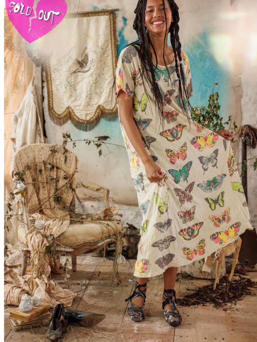 Magnolia Pearl Cream Maxi Dress with Multicolor Butterfly Print- Sold OUT